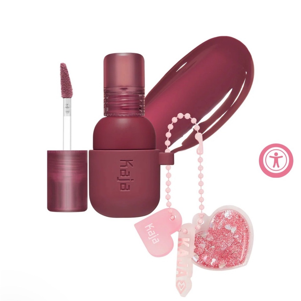 Kaja Beauty Jelly Charm Glazed Lip Stain & Blush Keychain in Fig Soda NEW
